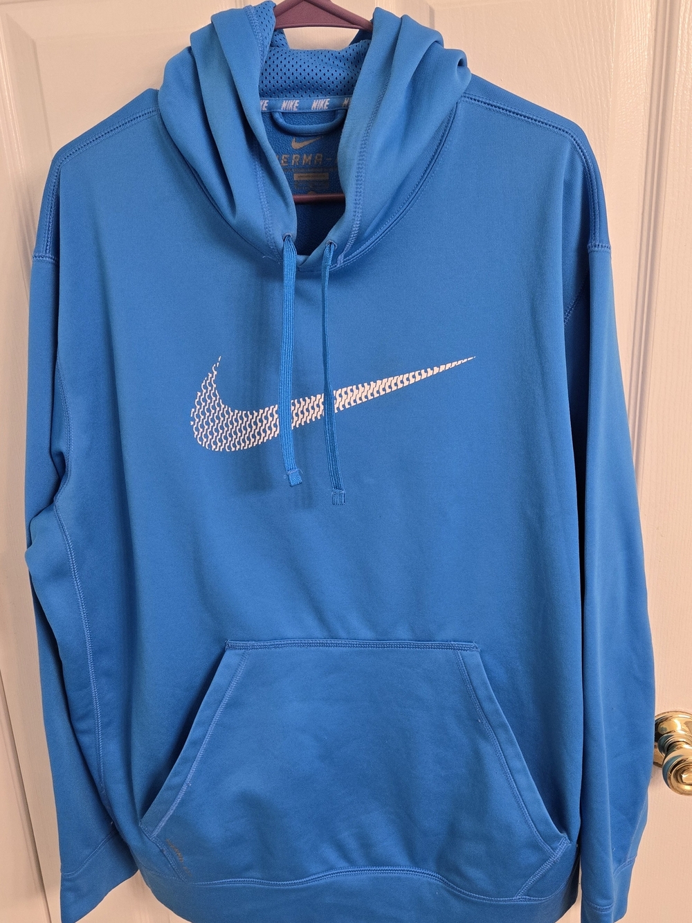Nike Men’s Bright Blue Pullover Hoodie with White Swoosh